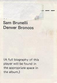 1971 NFLPA Wonderful World Stamps #107 Sam Brunelli Back
