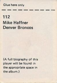 1971 NFLPA Wonderful World Stamps #112 Mike Haffner Back