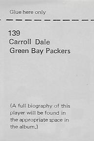 1971 NFLPA Wonderful World Stamps #139 Carroll Dale Back