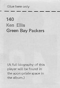 1971 NFLPA Wonderful World Stamps #140 Ken Ellis Back