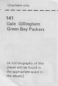 1971 NFLPA Wonderful World Stamps #141 Gale Gillingham Back