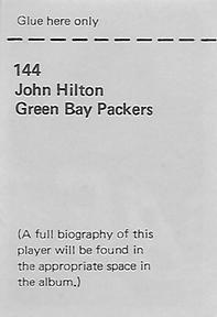 1971 NFLPA Wonderful World Stamps #144 John Hilton Back
