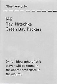 1971 NFLPA Wonderful World Stamps #146 Ray Nitschke Back