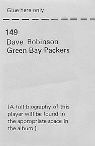 1971 NFLPA Wonderful World Stamps #149 Dave Robinson Back