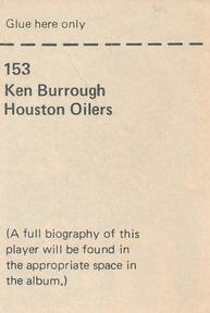 1971 NFLPA Wonderful World Stamps #153 Ken Burrough Back