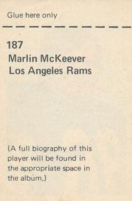 1971 NFLPA Wonderful World Stamps #187 Marlin McKeever Back
