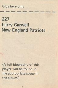 1971 NFLPA Wonderful World Stamps #227 Larry Carwell Back
