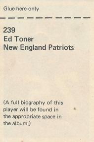 1971 NFLPA Wonderful World Stamps #239 Ed Toner Back