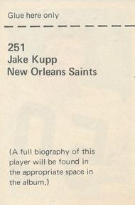 1971 NFLPA Wonderful World Stamps #251 Jake Kupp Back