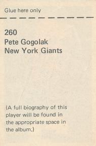 1971 NFLPA Wonderful World Stamps #260 Pete Gogolak Back