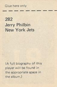 1971 NFLPA Wonderful World Stamps #282 Gerry Philbin Back