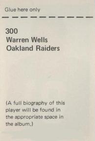 1971 NFLPA Wonderful World Stamps #300 Warren Wells Back