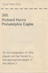 1971 NFLPA Wonderful World Stamps #305 Richard Harris Back