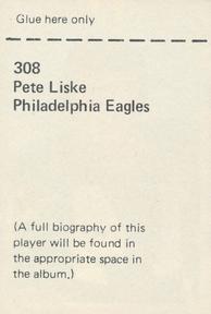 1971 NFLPA Wonderful World Stamps #308 Pete Liske Back