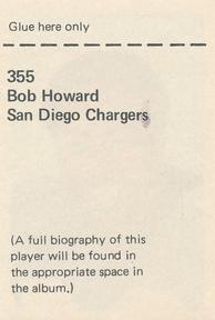 1971 NFLPA Wonderful World Stamps #355 Bob Howard Back