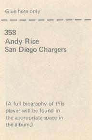 1971 NFLPA Wonderful World Stamps #358 Andy Rice Back