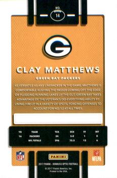 2017 Donruss Optic #14 Clay Matthews Back