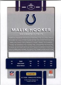 2017 Donruss Optic #118 Malik Hooker Back