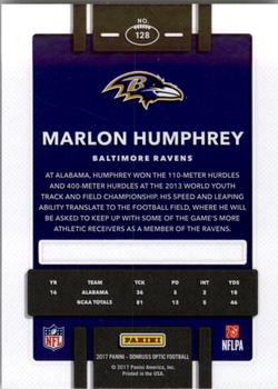 2017 Donruss Optic #128 Marlon Humphrey Back