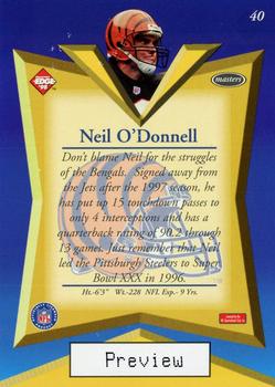 1998 Collector's Edge Masters - Base Previews #40 Neil O'Donnell Back
