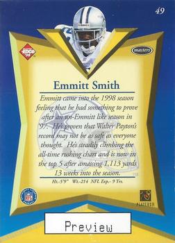 1998 Collector's Edge Masters - Base Previews #49 Emmitt Smith Back