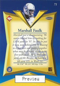 1998 Collector's Edge Masters - Base Previews #71 Marshall Faulk Back