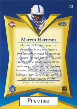 1998 Collector's Edge Masters - Base Previews #72 Marvin Harrison Back