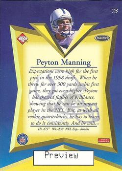 1998 Collector's Edge Masters - Base Previews #73 Peyton Manning Back