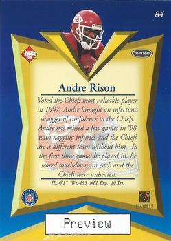 1998 Collector's Edge Masters - Base Previews #84 Andre Rison Back