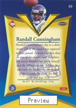 1998 Collector's Edge Masters - Base Previews #93 Randall Cunningham Back