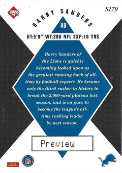 1998 Collector's Edge Masters - Base Previews #179 Barry Sanders Back