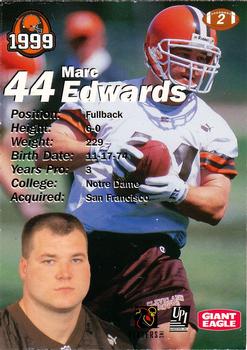 1999 Giant Eagle Cleveland Browns - Gold #2 Marc Edwards Back