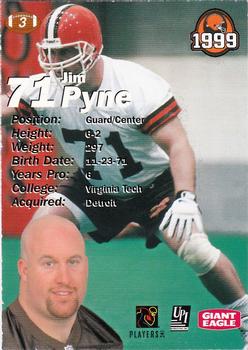 1999 Giant Eagle Cleveland Browns - Gold #3 Jim Pyne Back