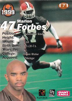1999 Giant Eagle Cleveland Browns - Gold #7 Marlon Forbes Back