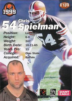 1999 Giant Eagle Cleveland Browns - Gold #18 Chris Spielman Back