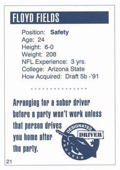 1993 San Diego Chargers Police #21 Floyd Fields Back