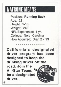 1994 San Diego Chargers Police #4 Natrone Means Back