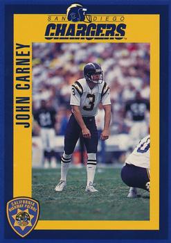 1994 San Diego Chargers Police #20 John Carney Front