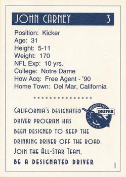 1995 San Diego Chargers Police #1 John Carney Back