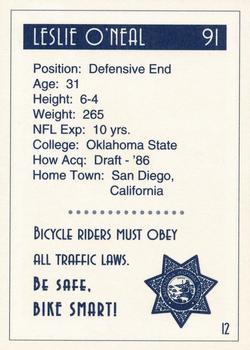 1995 San Diego Chargers Police #12 Leslie O'Neal Back