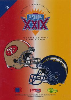 1995 Classic NFL Experience Super Bowl XXIX #3 Jerry Rice Back