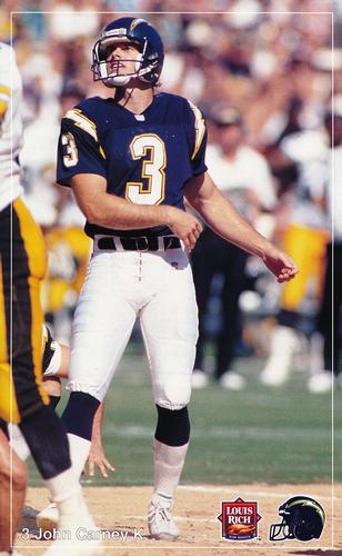 1992 Louis Rich San Diego Chargers #NNO John Carney Front