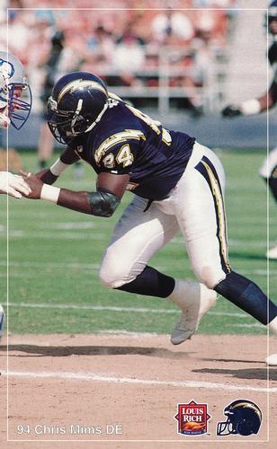 1992 Louis Rich San Diego Chargers #NNO Chris Mims Front
