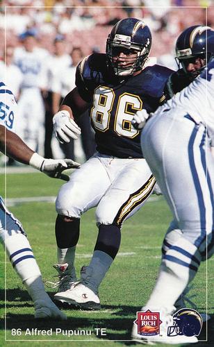 1992 Louis Rich San Diego Chargers #NNO Alfred Pupunu Front