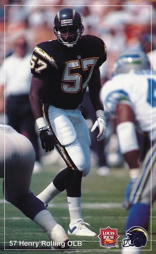 1992 Louis Rich San Diego Chargers #NNO Henry Rolling Front
