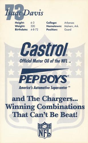 1994 Castrol San Diego Chargers  #NNO Isaac Davis Back