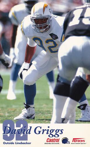 1994 Castrol San Diego Chargers  #NNO David Griggs Front