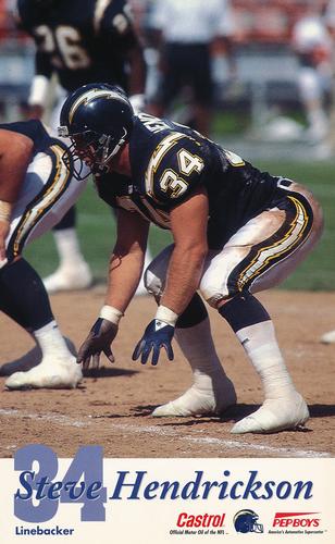 1994 Castrol San Diego Chargers  #NNO Steve Hendrickson Front