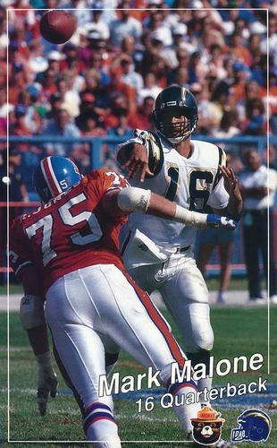 1989 San Diego Chargers Smokey #NNO Mark Malone Front