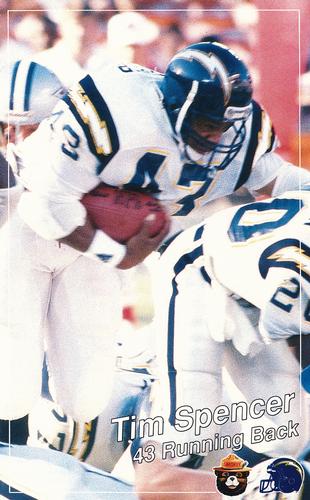 1989 San Diego Chargers Smokey #NNO Tim Spencer Front